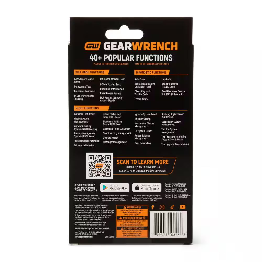 OBD2 Professional Bi-Directional Bluetooth Diagnostic Tester with GWSMART App and Free Lifetime Software Updates