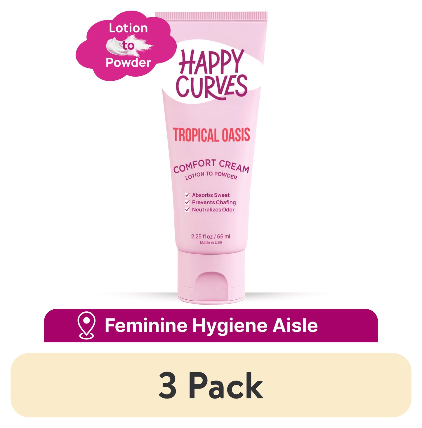 (3 Pack) Comfort Cream, Aluminum Free Whole Body Deodorant for Women, Tropical Oasis, 2.25 Oz