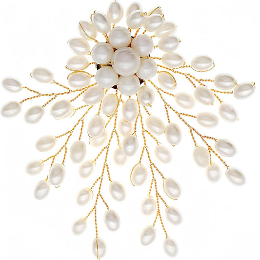 3Inch Large Women'S Brooch Pin Lapel Flower Pearl Brooch - Fashion Gold Vintage