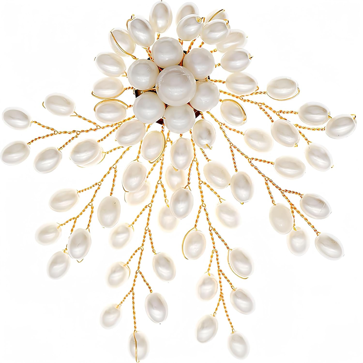 3Inch Large Women'S Brooch Pin Lapel Flower Pearl Brooch - Fashion Gold Vintage