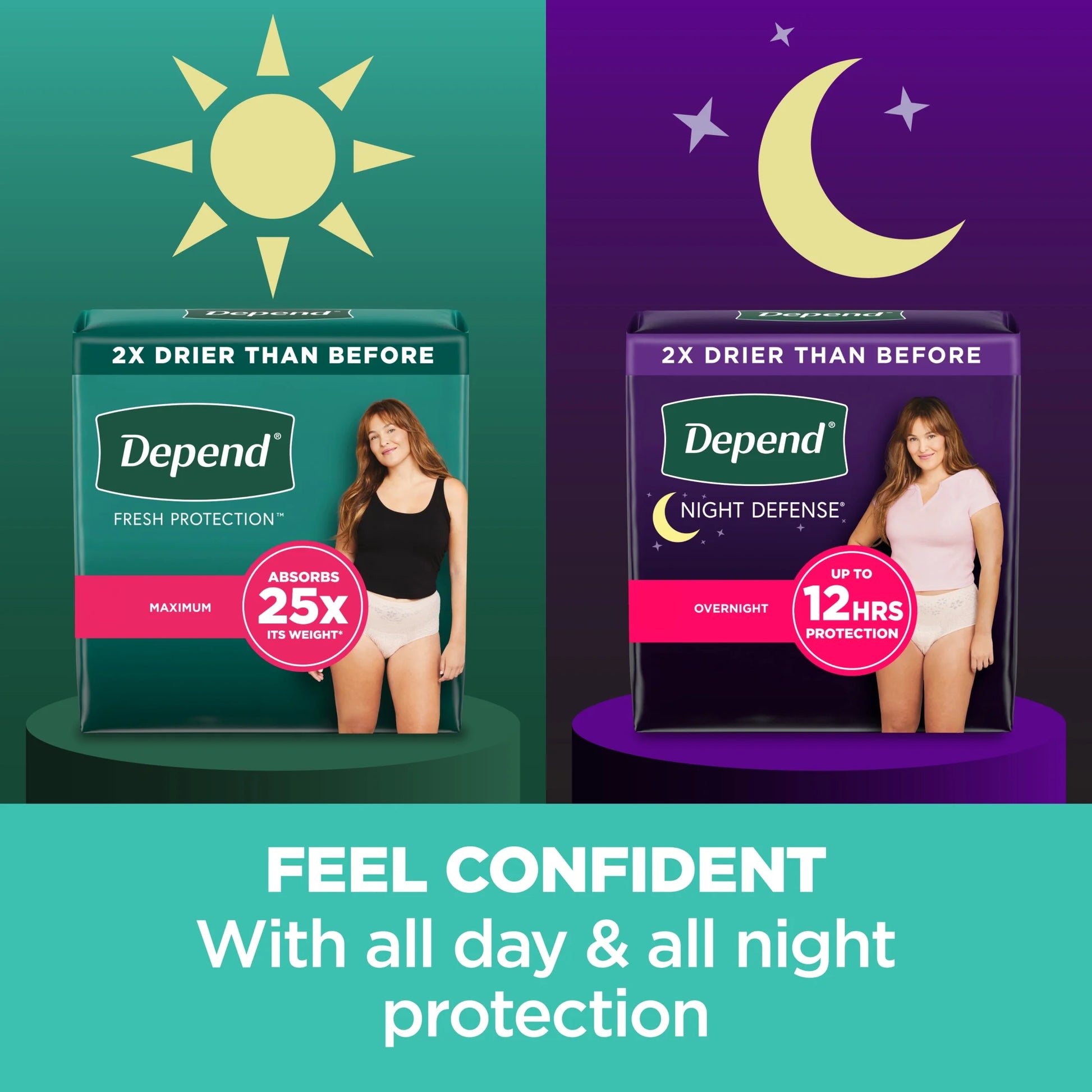 Night Defense Incontinence Underwear for Women, Adult Diapers, XL, 48 Count