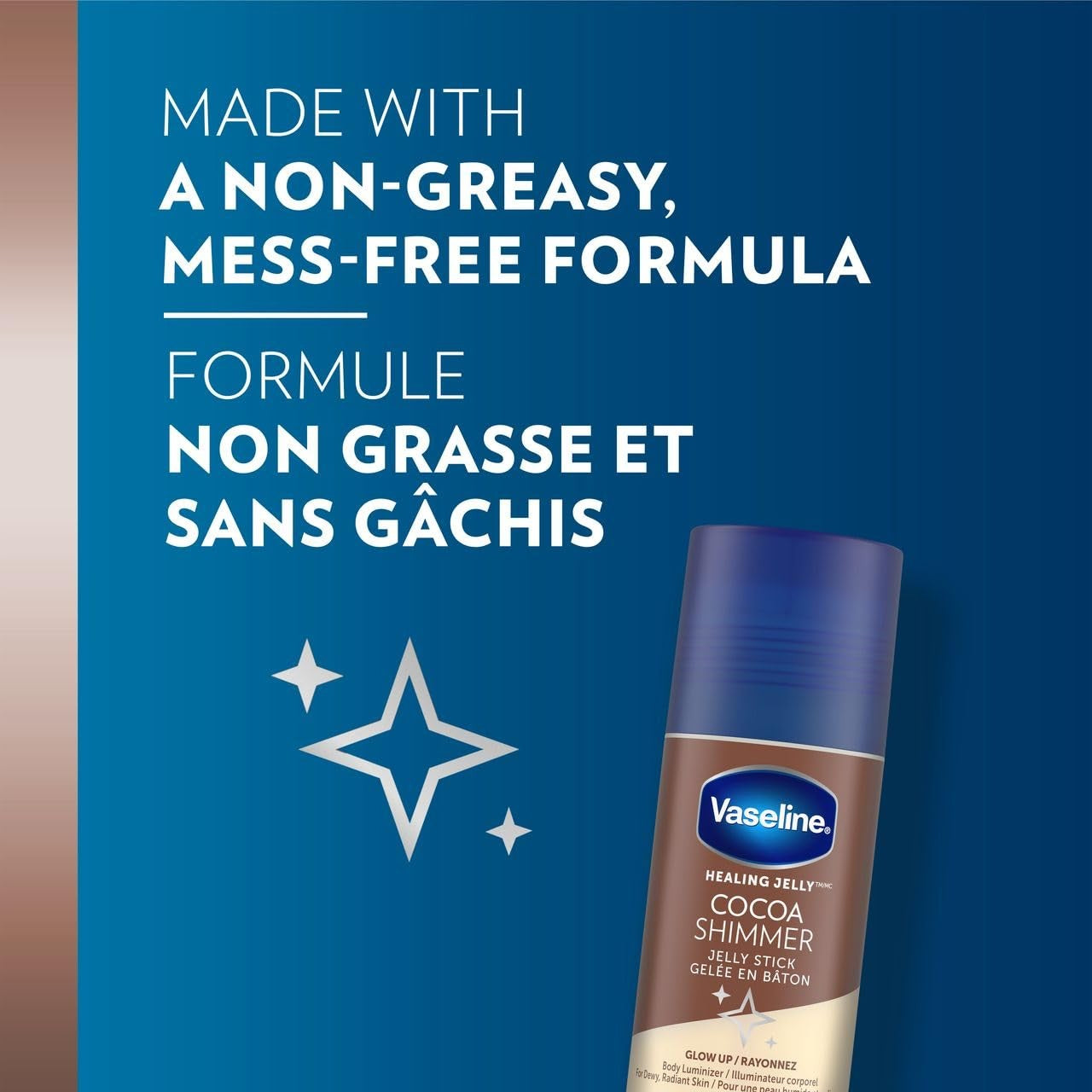 Unilever Vaseline Cocoa Shimmer Jelly Stick GLOW up Body Luminizer for Dewy