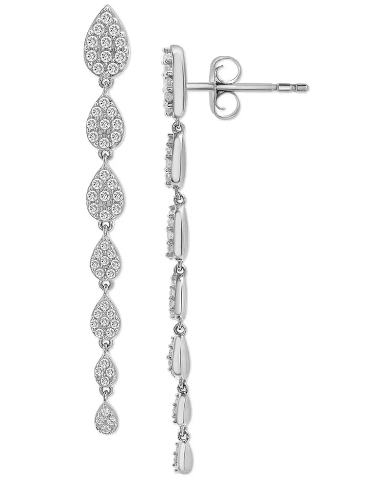 Diamond Cluster Linear Drop Earrings (1 Ct. T.W.) in 14K Gold or 14K White Gold, Created for Macy'S