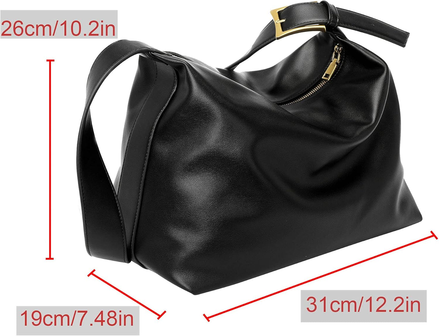 Women'S Shoulder Handbag Crossbody Purses Messenger Handbag Hobo Tote Bag Fashion Faux Leather Casual Work Handbag (Black)