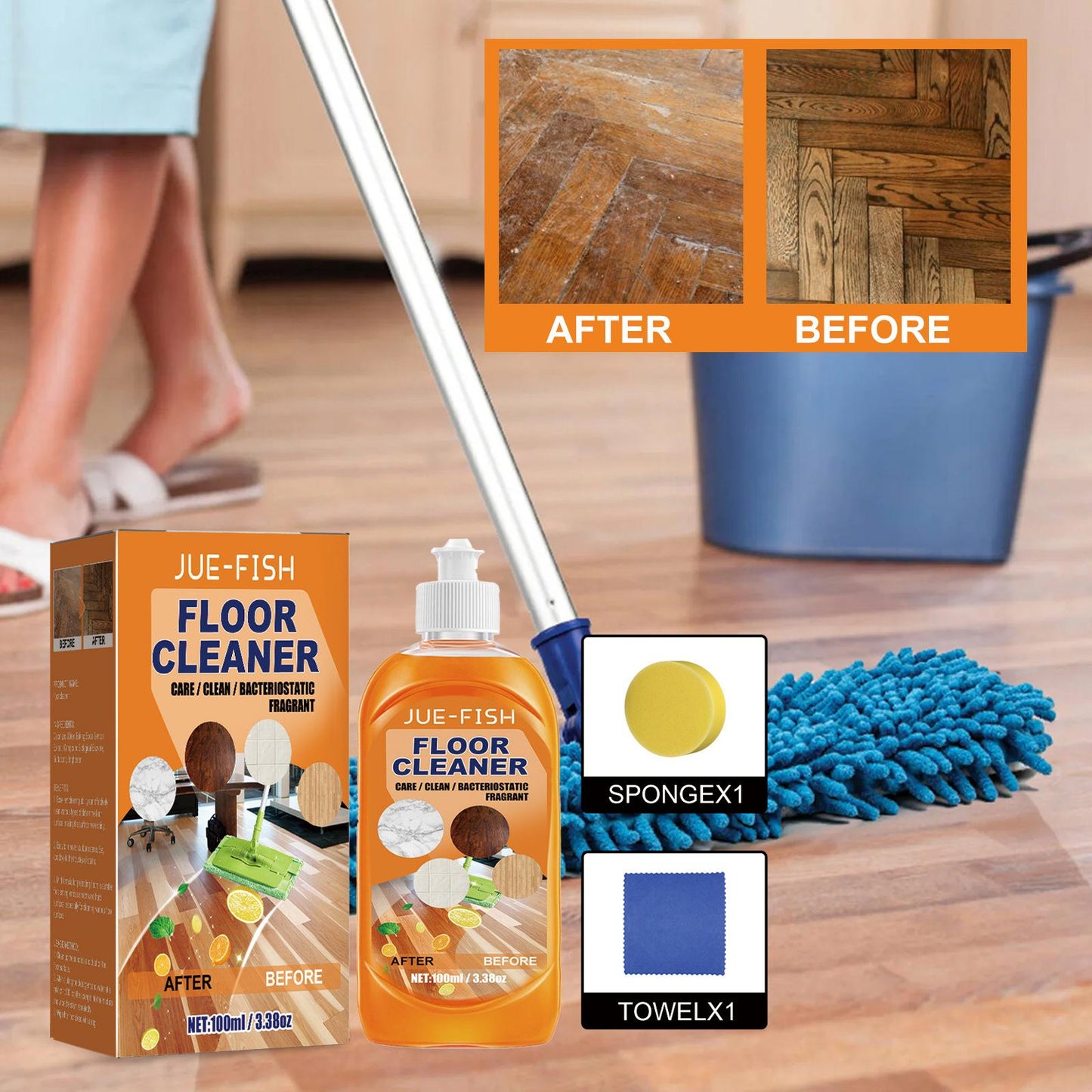 Jueyu Floor Cleaner, Decontamination and Cleaning Wood Floor Cleaning, Polishing and Brightening Tile Cleaner