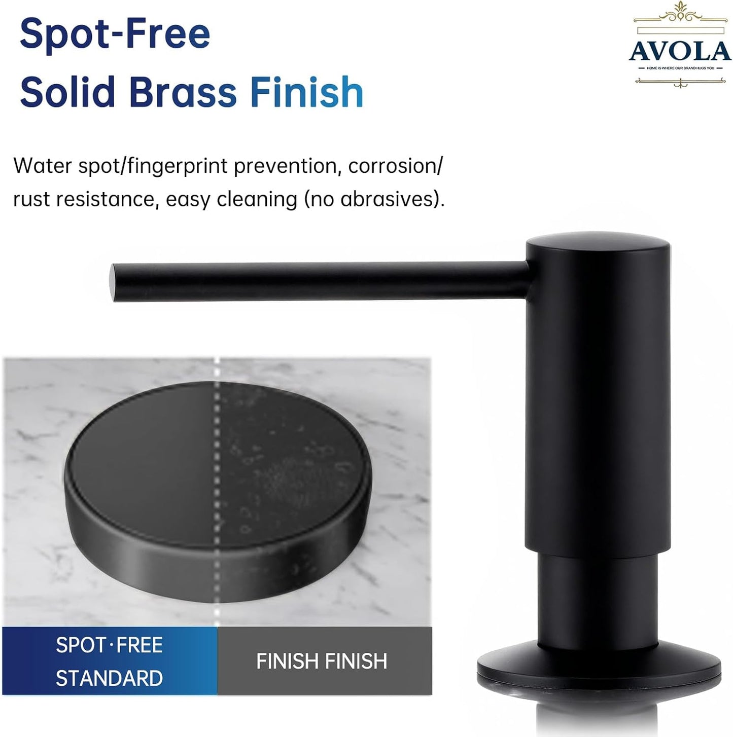 Brass Kitchen Dispenser, Matte Black Brass Pump Head Hand Soap Dispenser for Sink