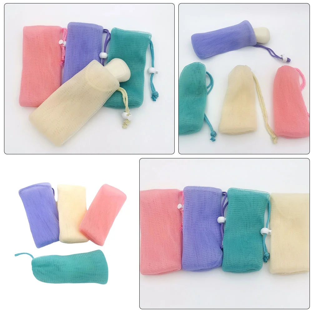 4 Pcs Soap Foaming Mesh Bag Bags Bar Scrubber Pouch Travel Accessories Face Cleansing Nets Drying