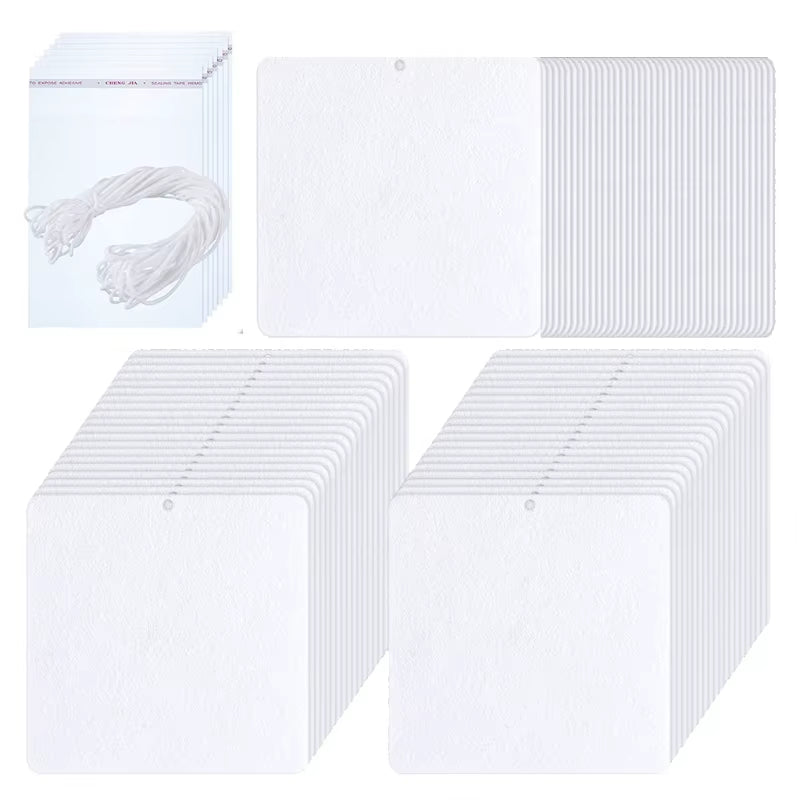100 Pieces Sublimation Air Freshener Sheets Sublimation Air Fresheners Blanks Car Scented Hanging Sheets Blanks Set Dropshipping