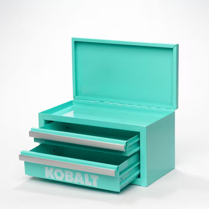 Portable Mini Toolbox 10.83-In W X 5.91-In H X 5.91-In D 2 -Drawer Teal Steel Tool Box