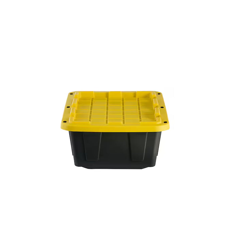 Commander Medium 16 -Gallons ( 64 -Quarts ) Black and Yellow Stackable Tote with Standard Snap Lid