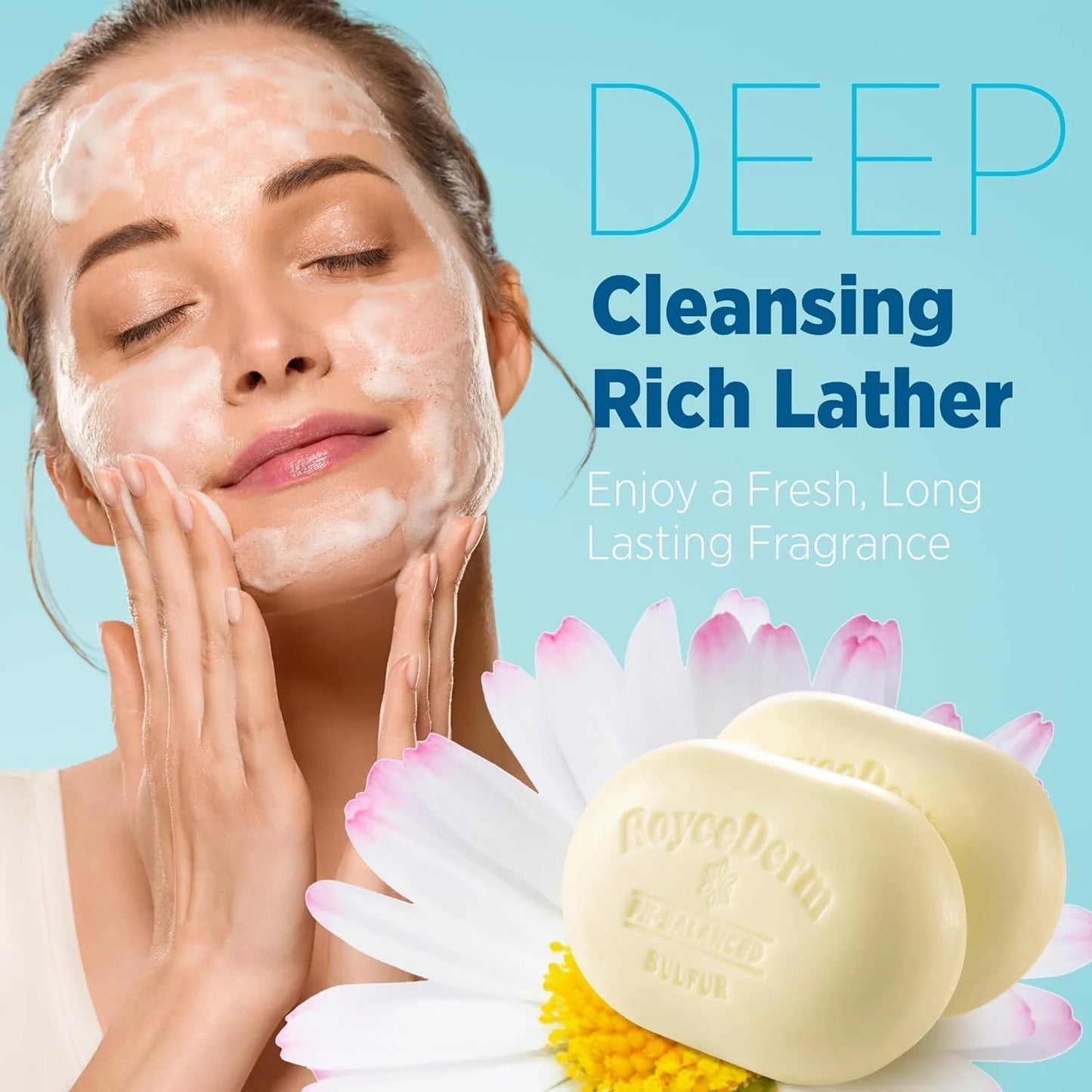Sulfur Soap for Acne Support: Sulfur Face Wash Bar for Sensitive Skin and Blemish-Prone Areas - Sulfur Body Cleanser with 10% Volcanic Sulfur, Tea Tree Oil - 2 Bars