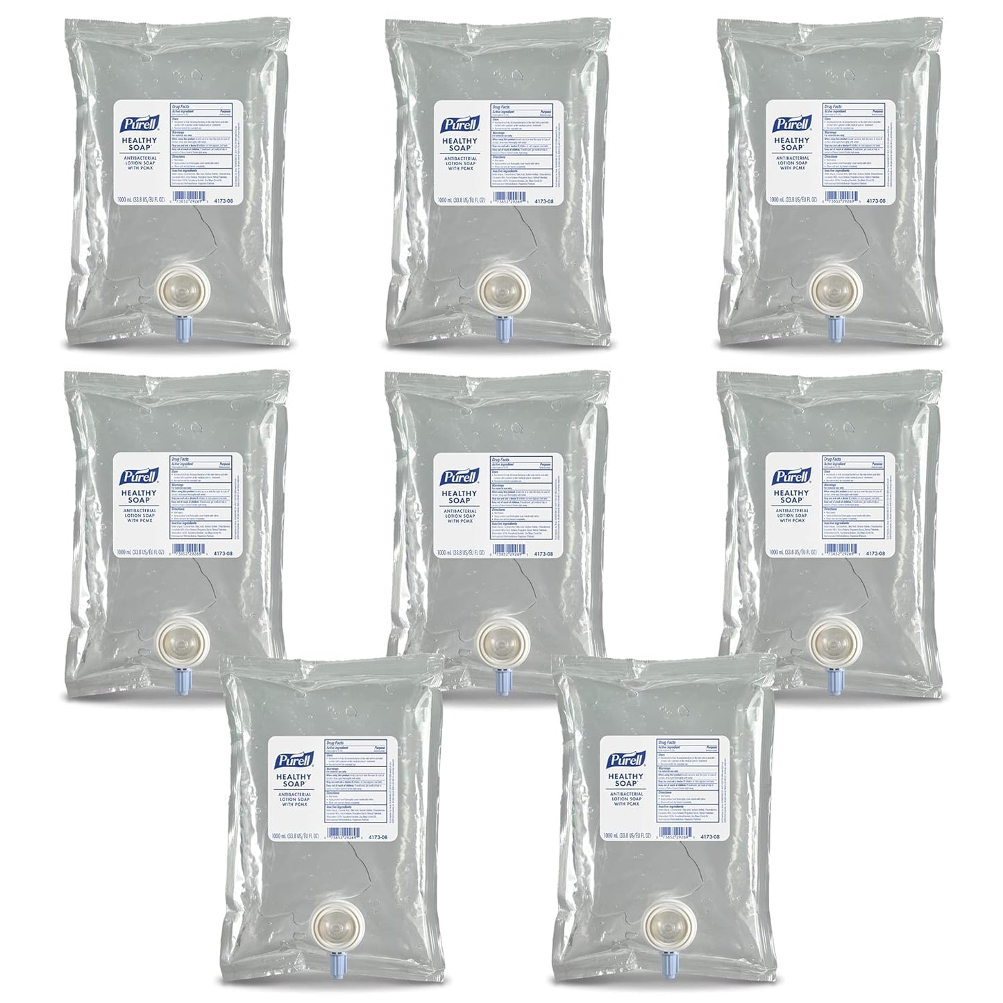 Brand HEALTHY SOAP Antibacterial Lotion Soap with PCMX, Pleasant Fragrance, 1000 Ml Refill for CS2 and NXT Soap Dispensers (Pack of 8) - 4173-08