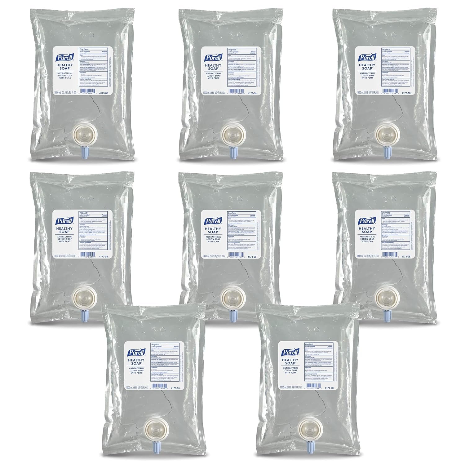 Brand HEALTHY SOAP Antibacterial Lotion Soap with PCMX, Pleasant Fragrance, 1000 Ml Refill for CS2 and NXT Soap Dispensers (Pack of 8) - 4173-08