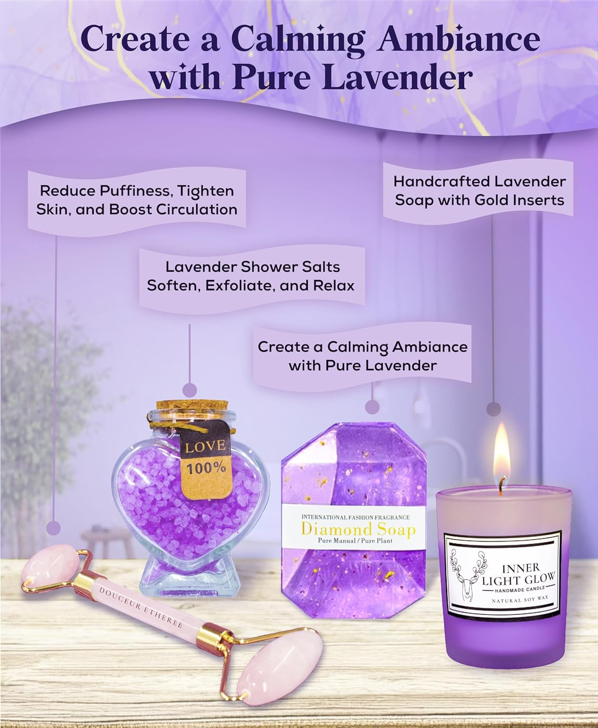 Gifts for Women, Birthday Gifts for Women, Valentine'S Day Gift, Birthday Gifts, Lavender Spa Gift Set, Valentines Gifts, Gifts for Girlfriend, Wife Gifts,