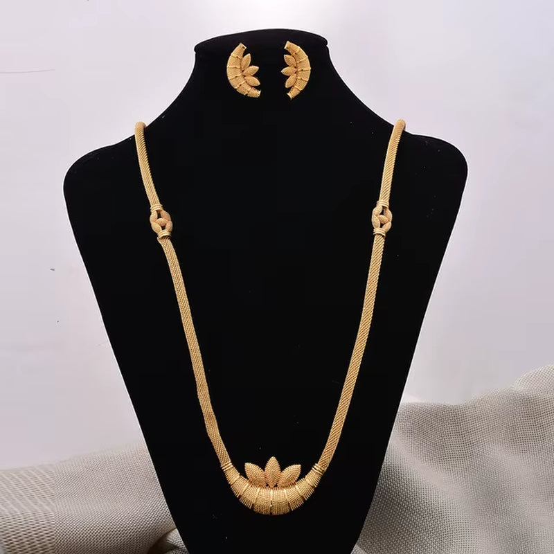 Dubai Gold Color Earrings/Necklaces/Jewelry Sets for Women African/Nigeria Jewellery Gifts Band Gift Box