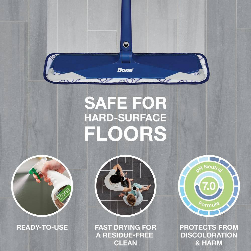 Premium Hard-Surface Floor Microfiber Flat Mop, 32 Oz. Hardwood Cleaner and 32 Oz. Hard-Surface Cleaner