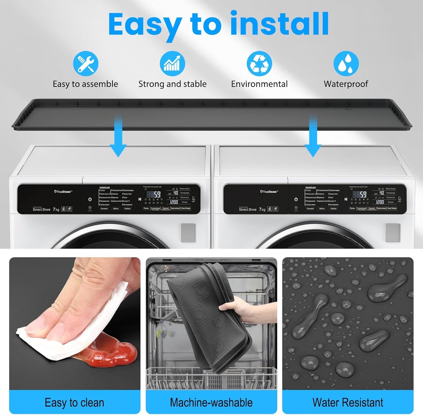 Washer Dryer Countertop - Large 54"×26.8" Washer and Dryer Covers,Non-Sli