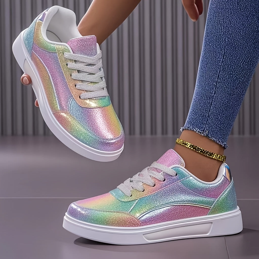 Women's Iridescent Superfine Fiber Sneakers with EVA Sole - Lightweight, All-Season Running Shoes (Free Shipping) 💝🌹💖✨