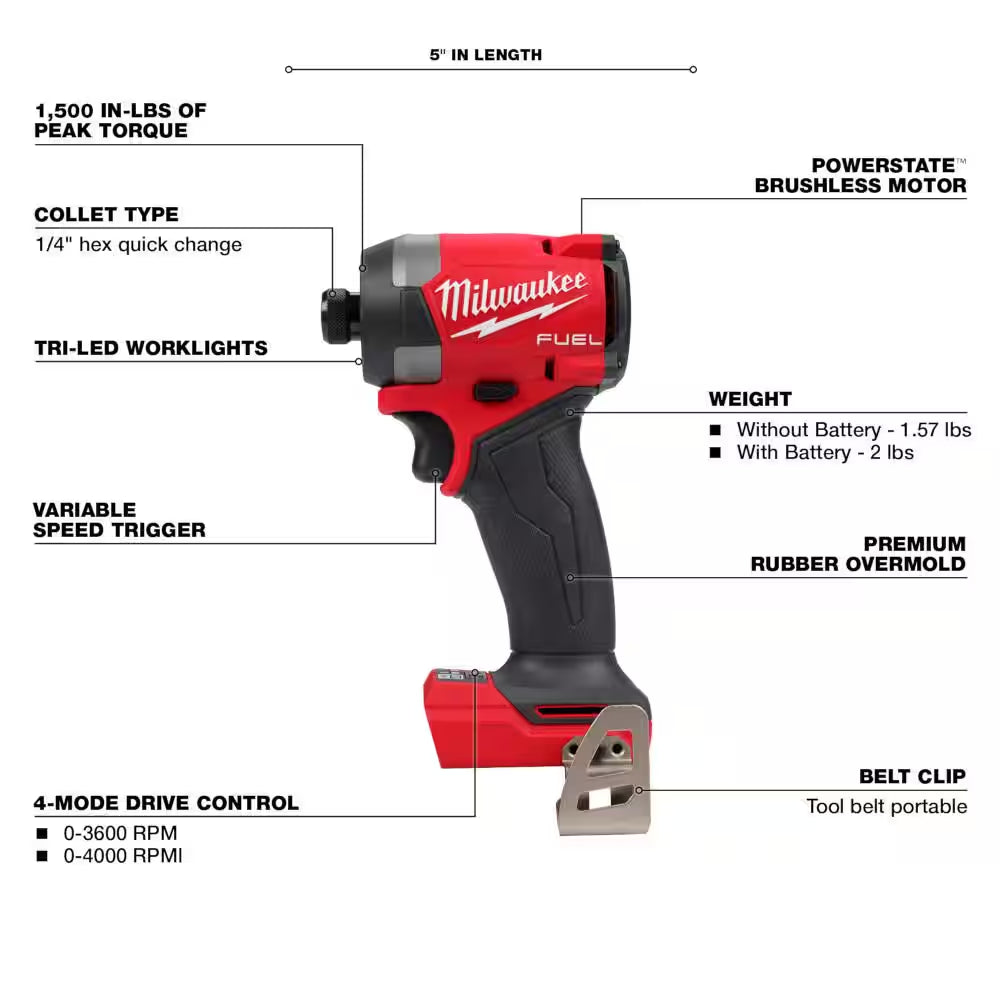 M18 FUEL 18-Volt Lithium-Ion Brushless Cordless 1/4 In. Hex Impact Driver and 7-1/4 In. Rear Handle Circular Saw
