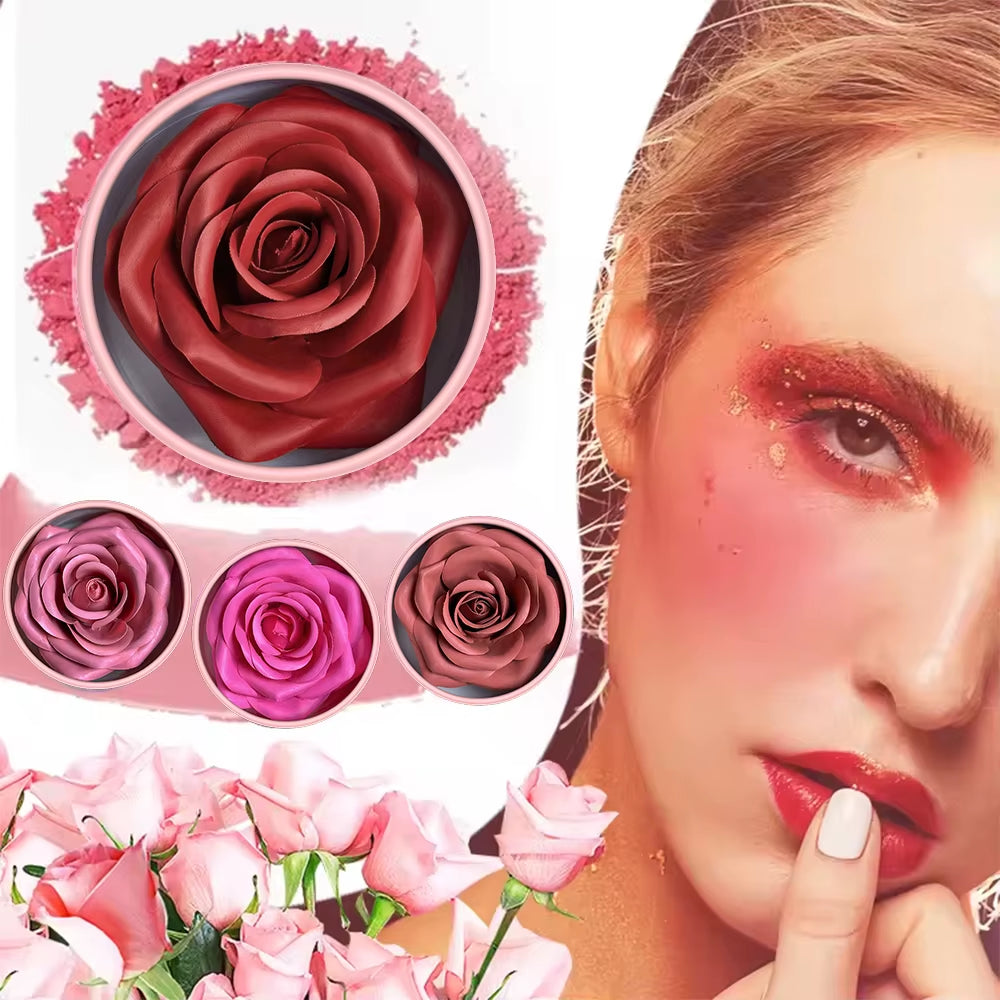 3D Petal Rose Makeup Blush 4 Colors Gift Highlighter Rare Beauty Blush Rubor Forma Rosa Real Rose Flower Blush Shimmer Makeup