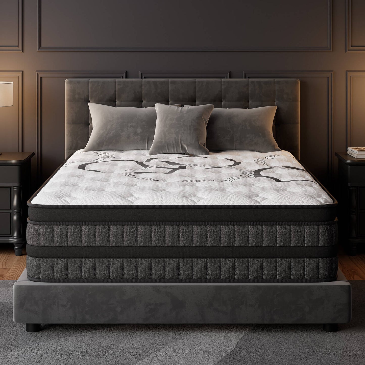 King Mattress 12" Hybrid Gel Memory Foam Mattress with 930 Individually Wrapped Pocket Coils, Medium Firm Support, Pressure Relief, Mattress in a Box