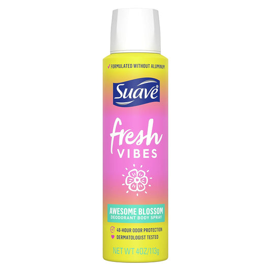 Fresh Vibes Deodorant Body Spray, Aluminum Free 48 Hour Deodorant Protection, Awesome Blossom Dermatologist Tested, Body Spray Deodorant 4 Oz