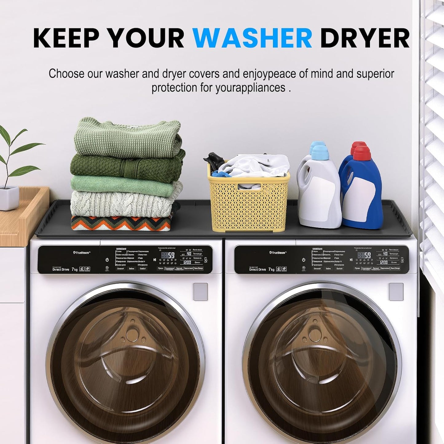 Washer Dryer Countertop - Large 54"×26.8" Washer and Dryer Covers,Non-Sli