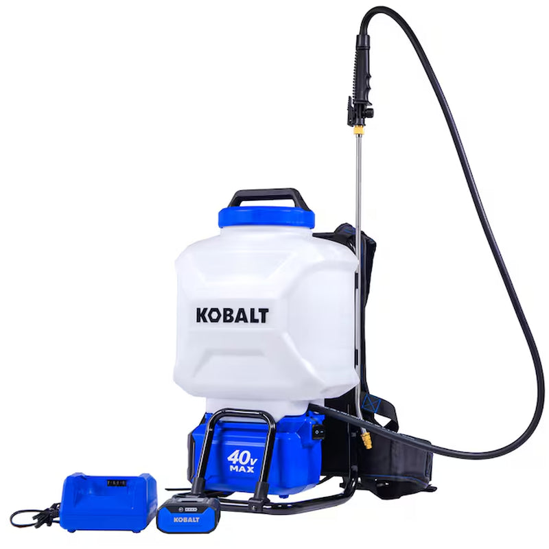 4-Gallon 40-Volt Battery Operated Rubber Hose Plastic Backpack Sprayer with Adjustable Spray