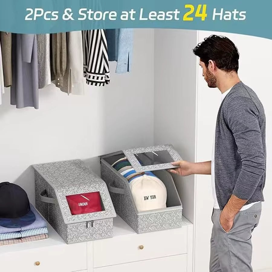 Foldable Zipper Baseball Cap Storage Box Non-Woven Dustproof Storage Box Hat Storage Box Wardrobe Storage Boxes Storage