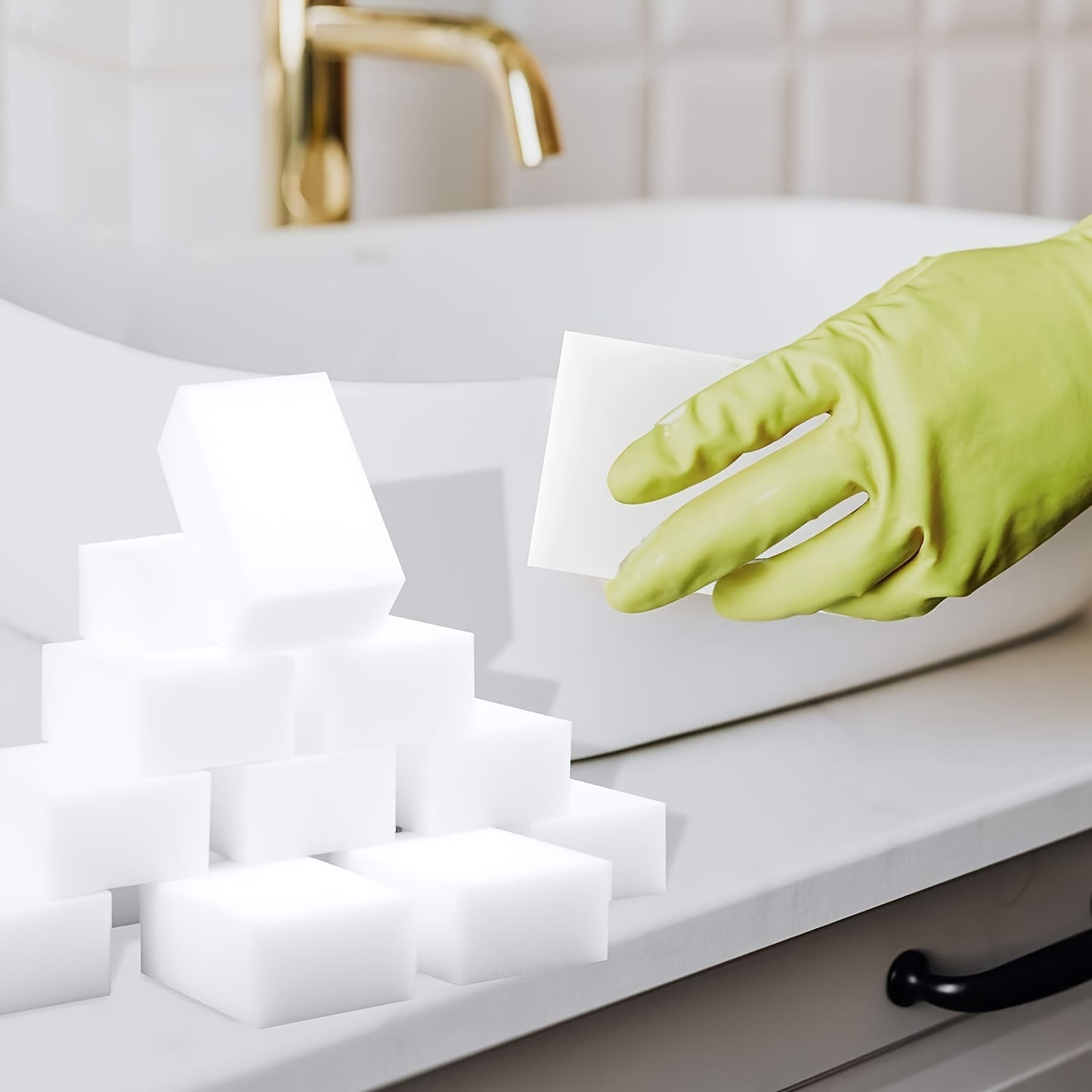 100pcs Magic Eraser Sponges - Ultra Absorbent Melamine Foam for Cleaning Kitchen, Bathroom, Sink, Oven, Stove, Plate, Shower, Tile, Wall, and Car - Effective Household Cleaning Supplies and Tool