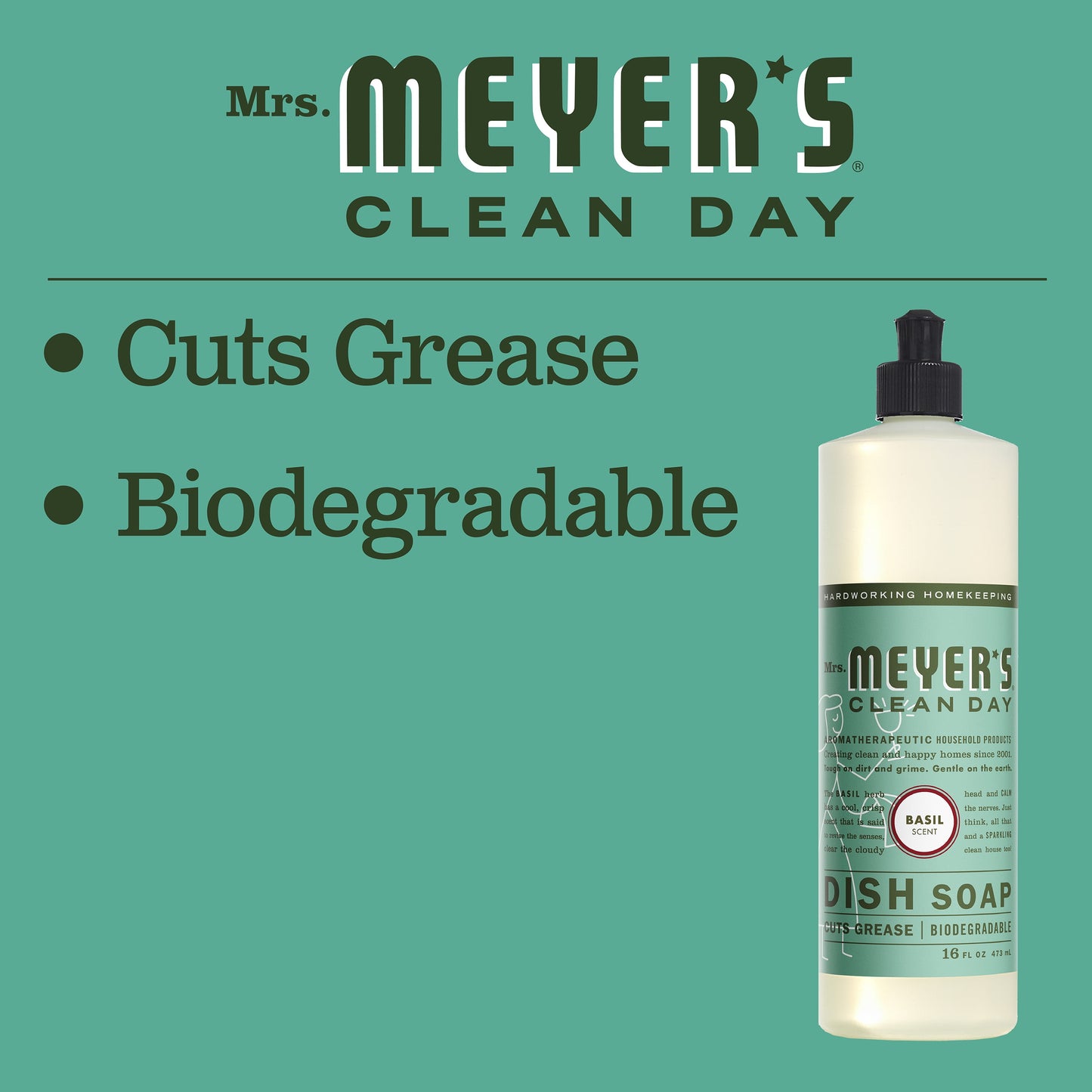 Mrs. Meyer’S Clean Day Liquid Dish Soap, Basil, 16 Ounce Bottle (Pack of 3)