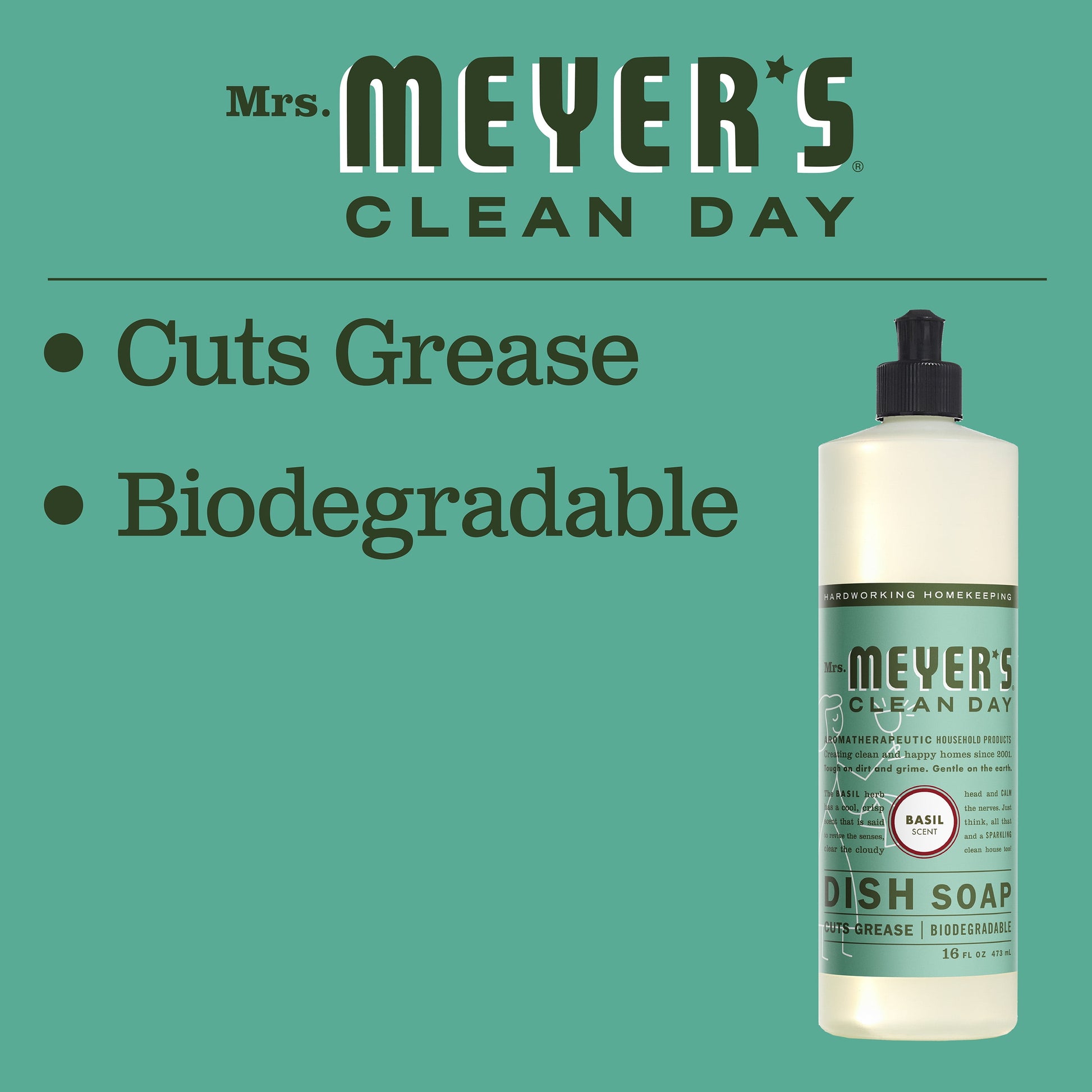 Mrs. Meyer’S Clean Day Liquid Dish Soap, Basil, 16 Ounce Bottle (Pack of 3)
