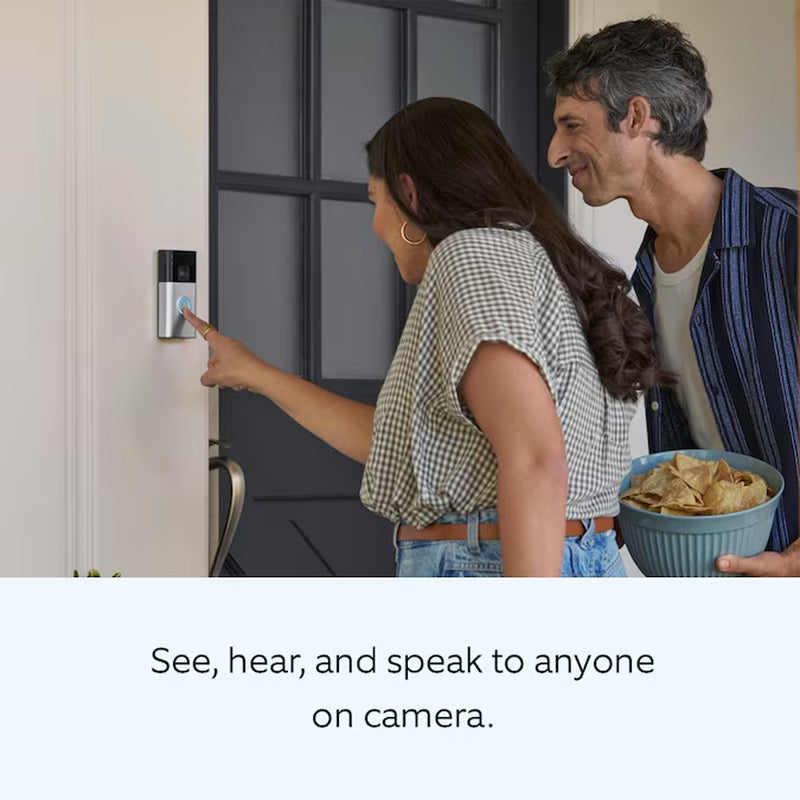Battery Doorbell with Head-To-Toe HD Video, Live View with Two-Way Talk, and Motion Detection & Alerts, Satin Nickel