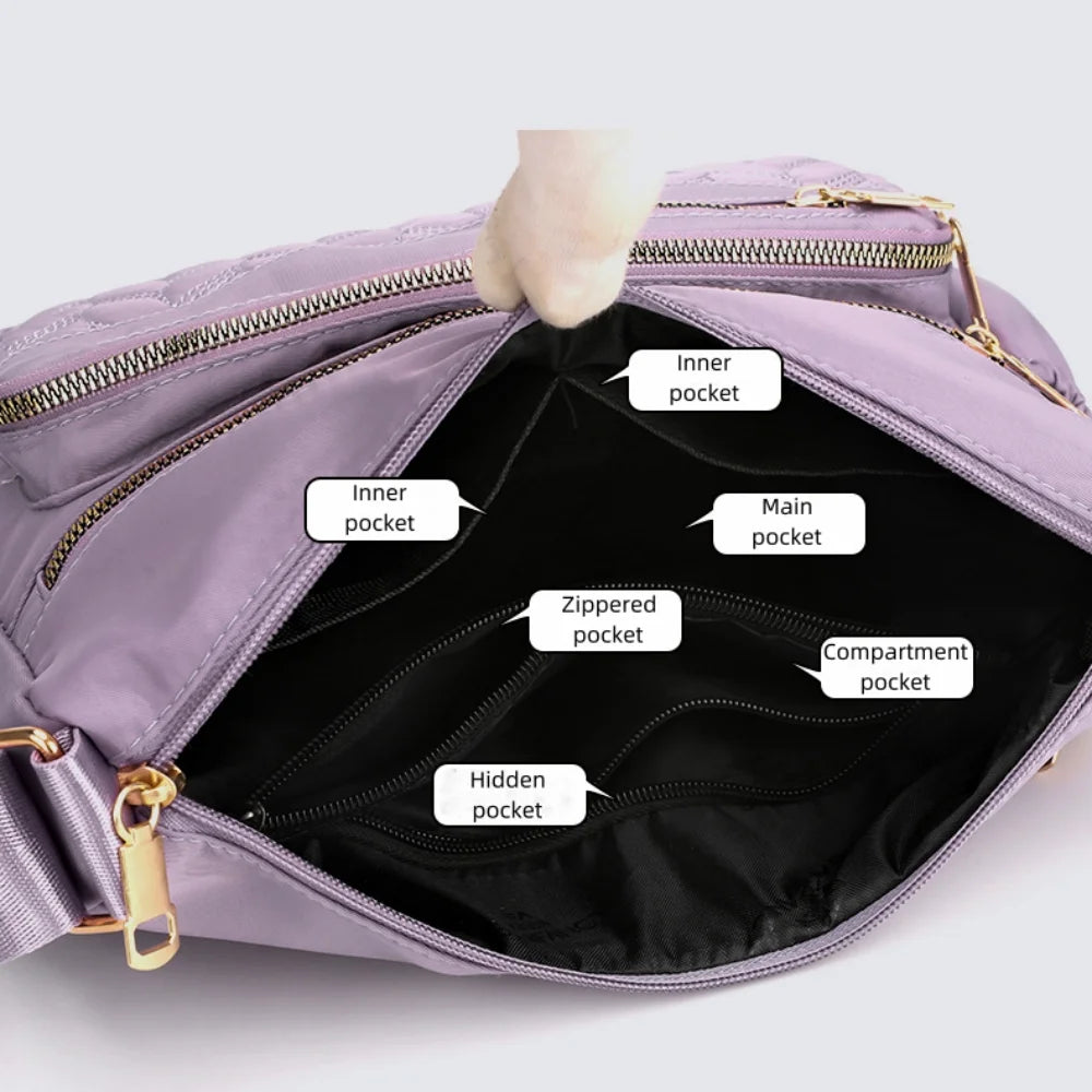 Womens Crossbody Bag Nylon Lightweight Shoulder Bag Casual Handbag Purse for Women, Black