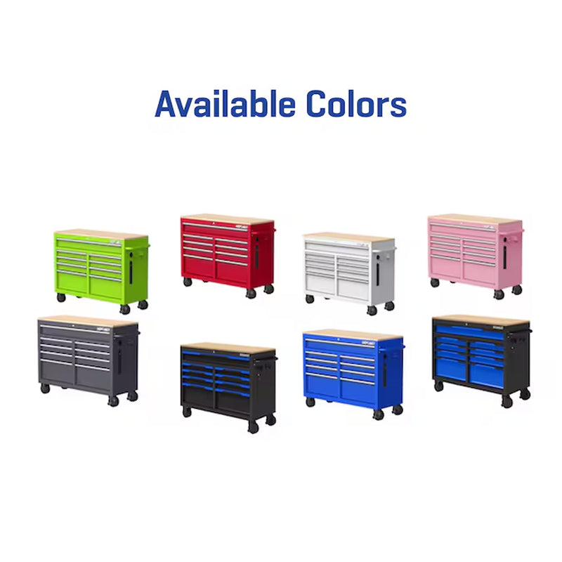 46.1-In L X 37.2-In H 9 -Drawers Rolling Black/Blue Wood Work Bench