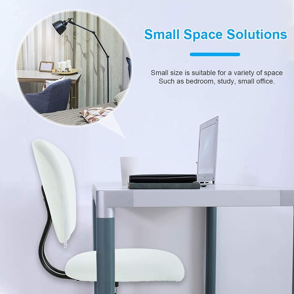 Office Chair Ergonomic Cheap Desk Chair PU Leather Computer Chair Task Rolling Swivel Stool Mid Back Executive Chair with Lumbar Support, White