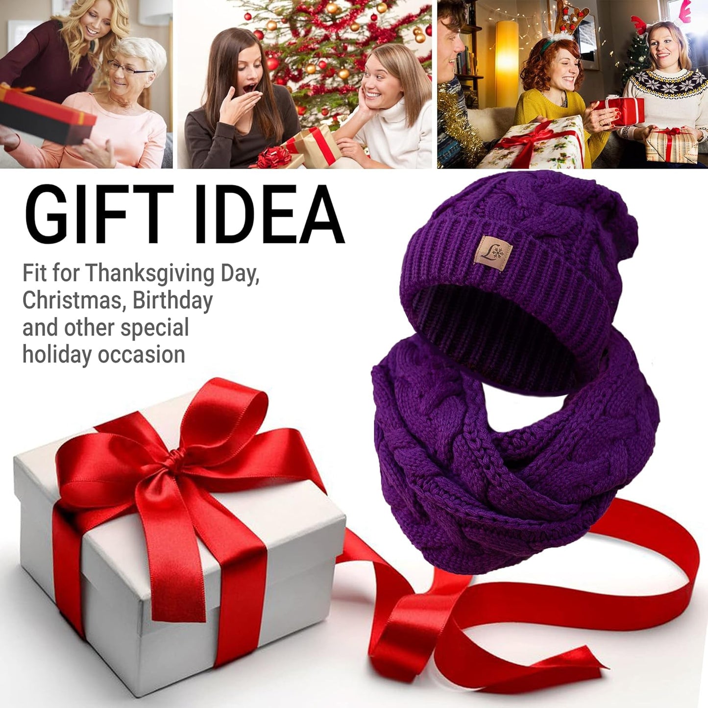 Ponytail Beanie Winter Set Knitted Hat Scarf Beanietail Hat Scarf Set Warm Women Hats Women Hat Scarf Winter