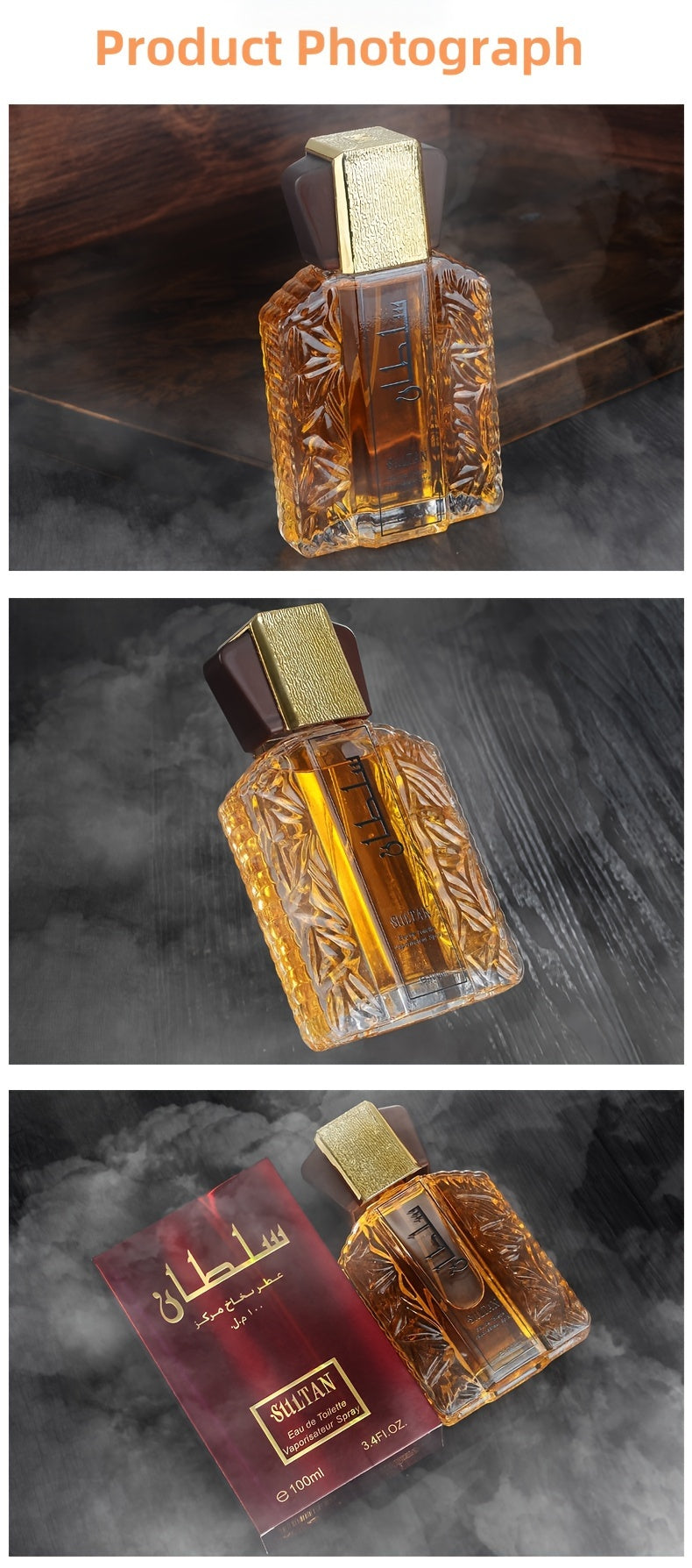 Sultan Eau de Toilette for Men, 3.38oz - Alcohol-Based, Floral Scent with Woody Notes, Formaldehyde-Free Liquid Formula, 5-15% Fragrance Concentration