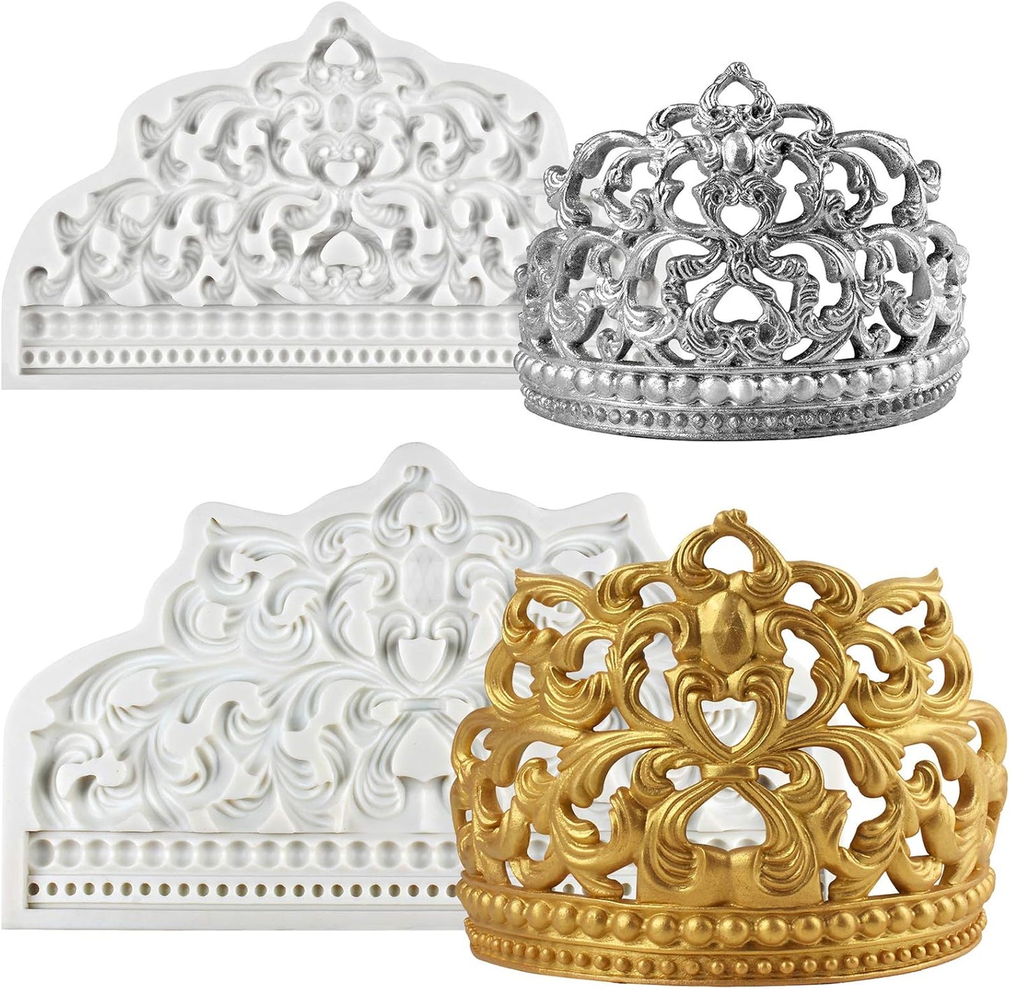 Crown Cake Topper Mold Height 4.5-6.7Inch, Baroque Style Large and Small