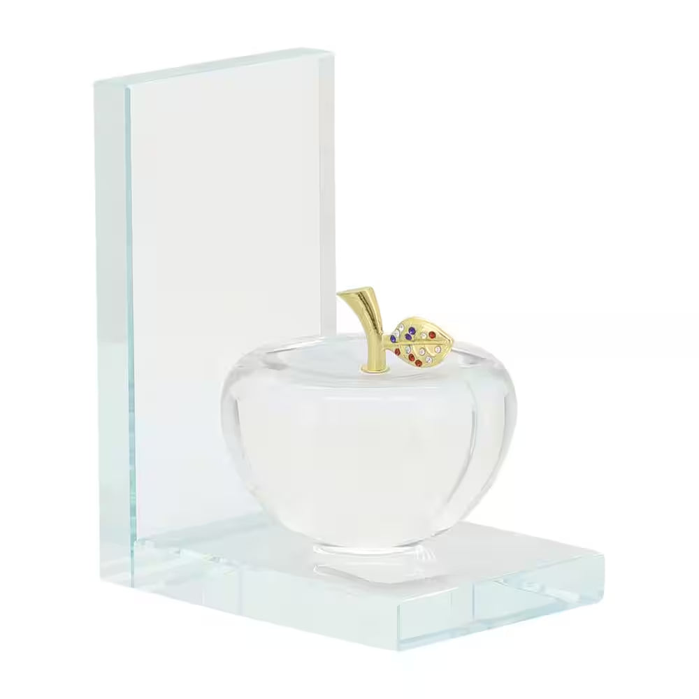 Clear Crystal Apple Glass Bookends (Set of 2)