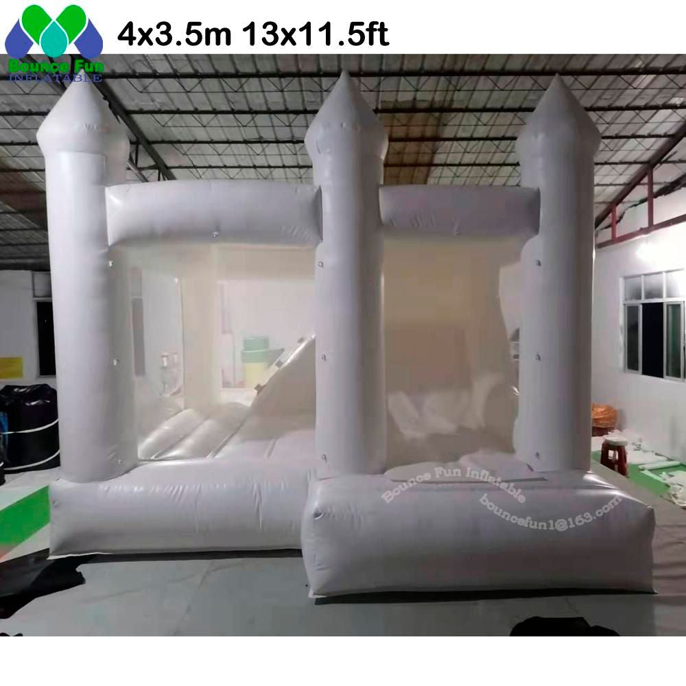 Wholesale Commercial White Wedding Bounce House with Turret Top Inflatable Bouncy Castle Slide Combo Jumping Bouncer for Kids and Adults