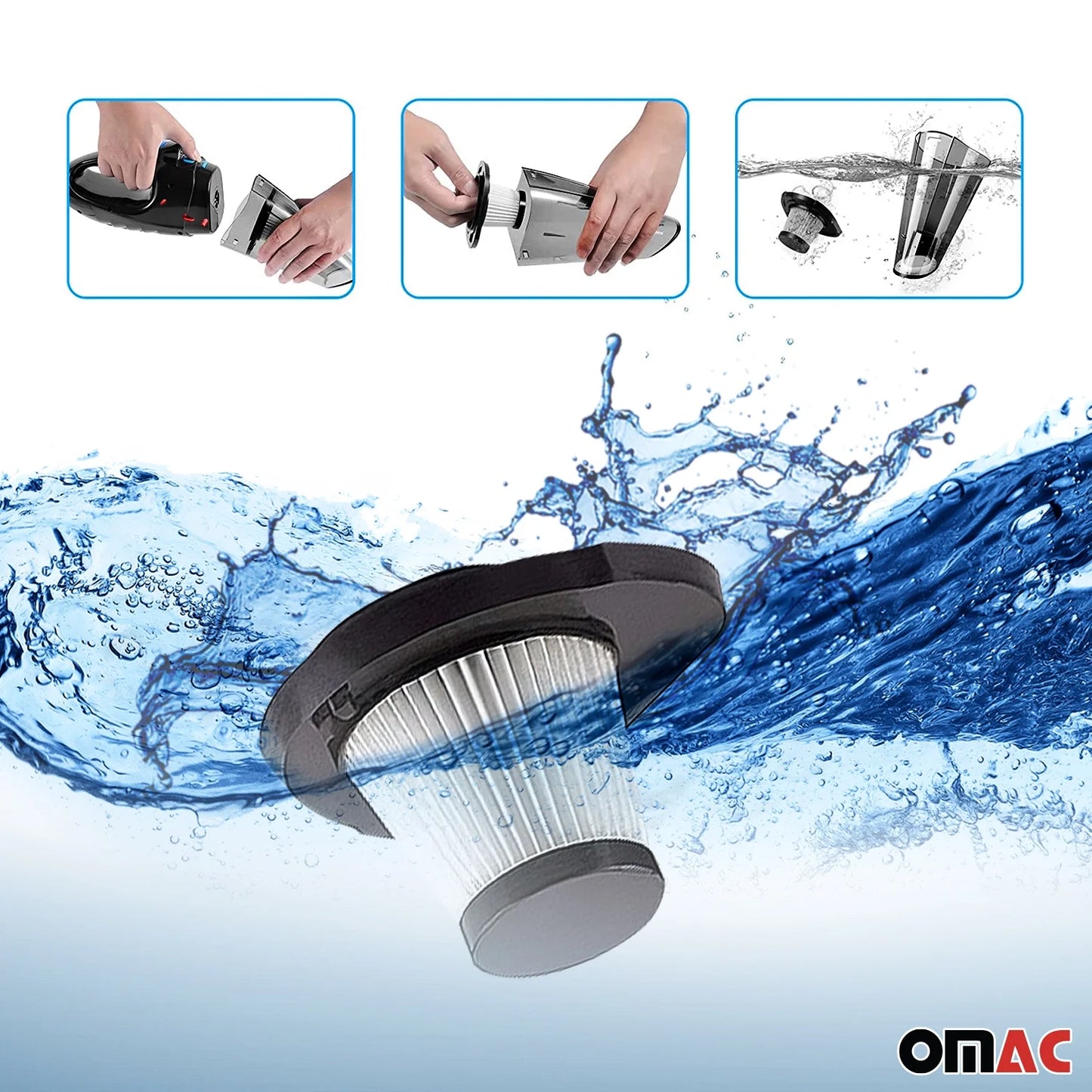 OMAC Handheld Car Vacuum Cleaner, Portable, Mini,12V High Power, 15 Ft Cord, Black