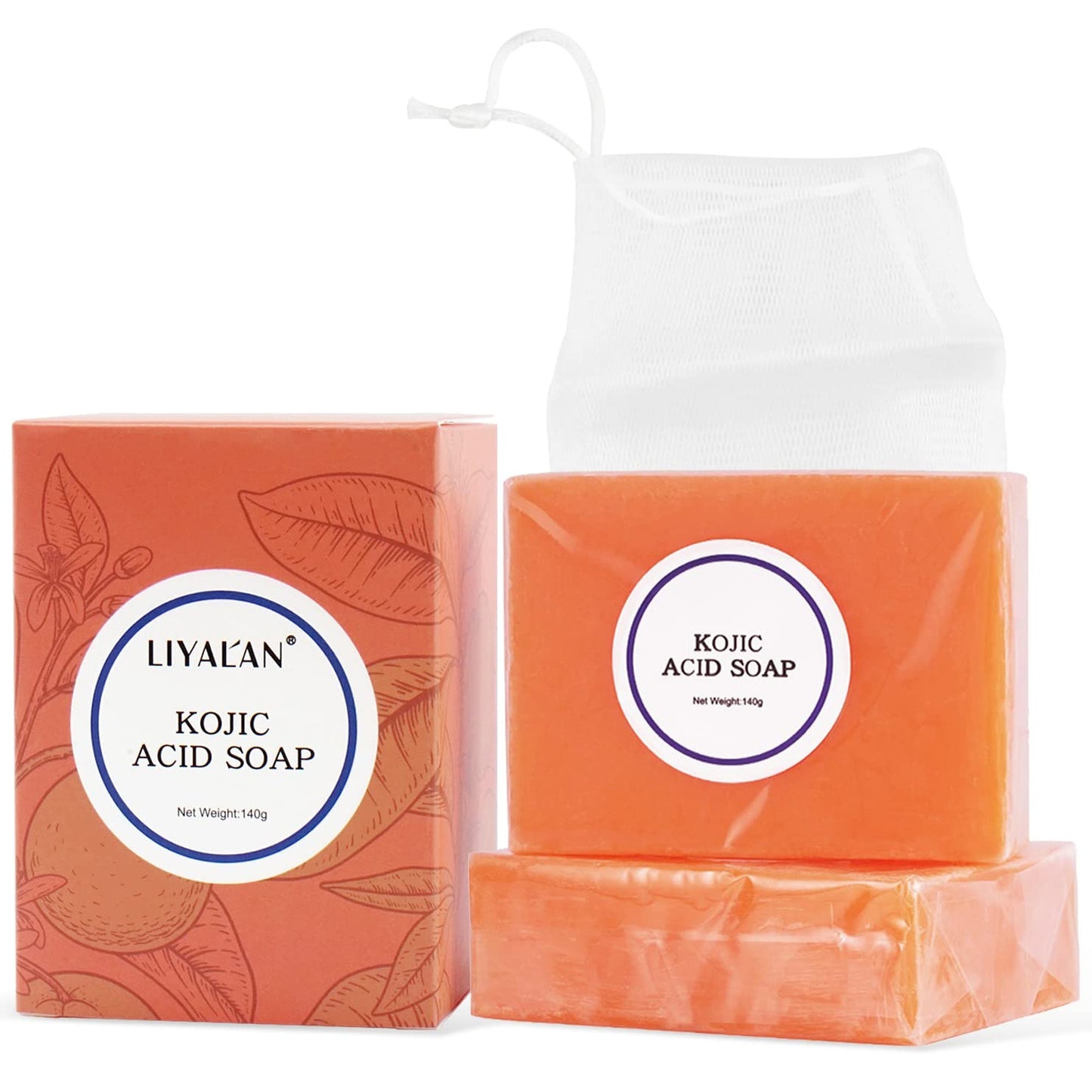 Kojic Acid Soap Bar Moisturizing Deep Cleansing for Face and Body Smooth Skin Care 140G X 2 Bars,9.9 Oz 2 Bars
