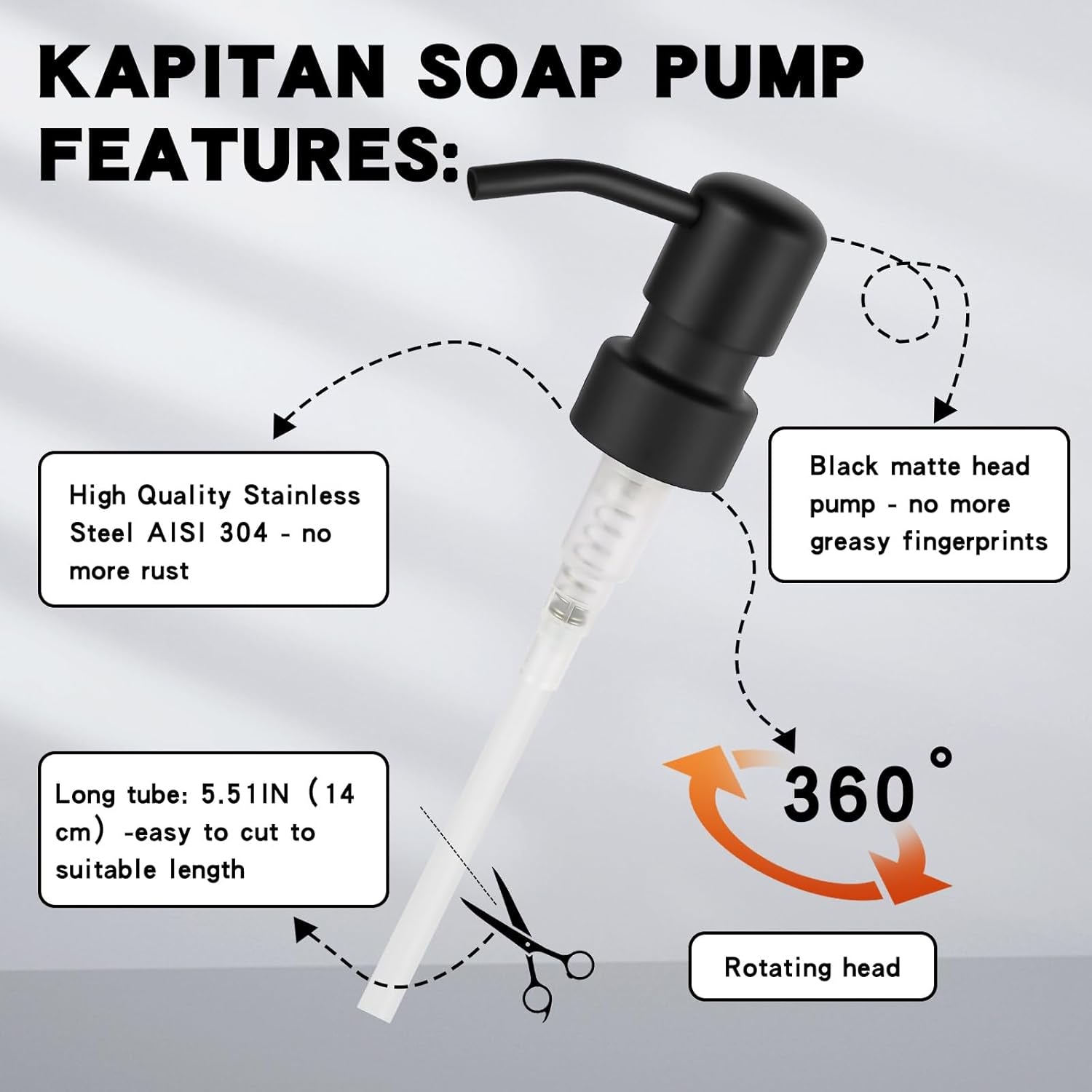 2-Pack Stainless Steel Soap and Lotion Dispenser Pumps, Replacement Pump Heads for Lotion Bottles, 28Mm(1.10Inch) Wide Mouth, Rust Proof & Leak Proof for Kitchen Bathroom Upcycling Elegant Black