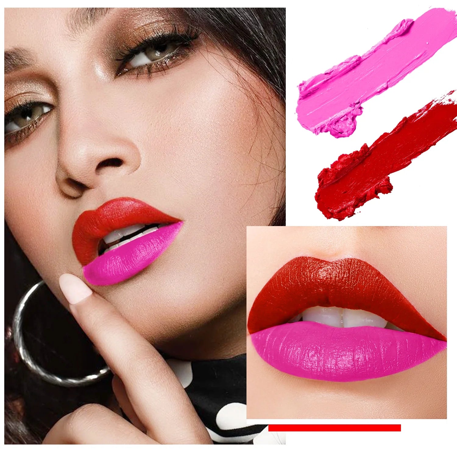 25 Color Matte Lipstick Palette , Red ,White,Black ,White Lipstick Kit , Long Lasting Lipstick /Blush /Eyeshadow for Women , Moisturizing Waterproof Lipstick Pallet for Lip Makeup Christmas