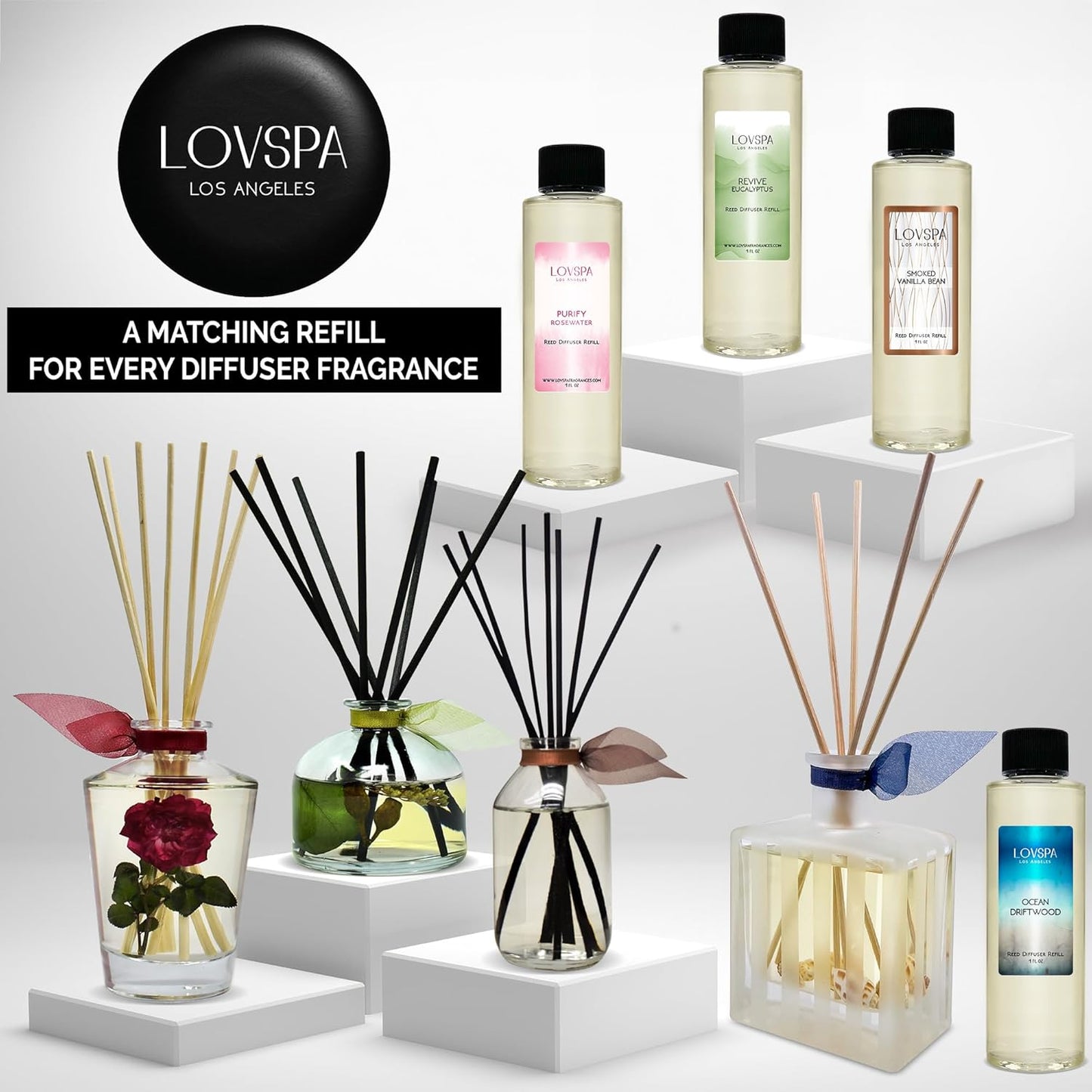 Lavender & Black Amber Diffuser Oil - Luxury Essential Oils for Diffuser Refill & Air Freshener Room Spray - Long-Lasting & Natural Home Fragrance, Scented Oil for Diffusers, USA Made, 4Oz