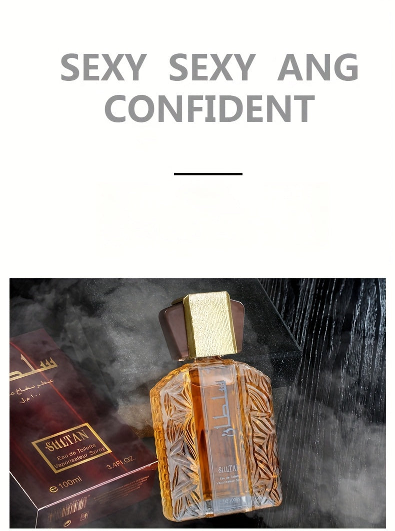 Sultan Eau de Toilette for Men, 3.38oz - Alcohol-Based, Floral Scent with Woody Notes, Formaldehyde-Free Liquid Formula, 5-15% Fragrance Concentration