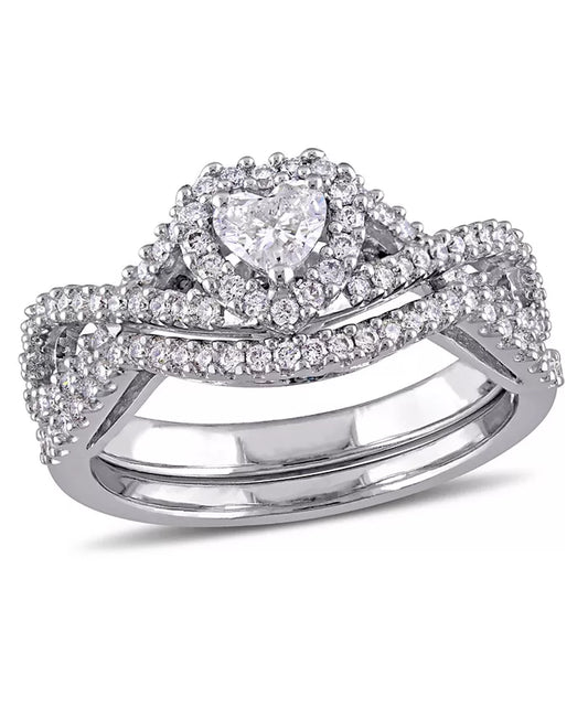 Certified Diamond (3/4 Ct. T.W.) Heart-Shape Infinity Bridal Set in 14K White Gold