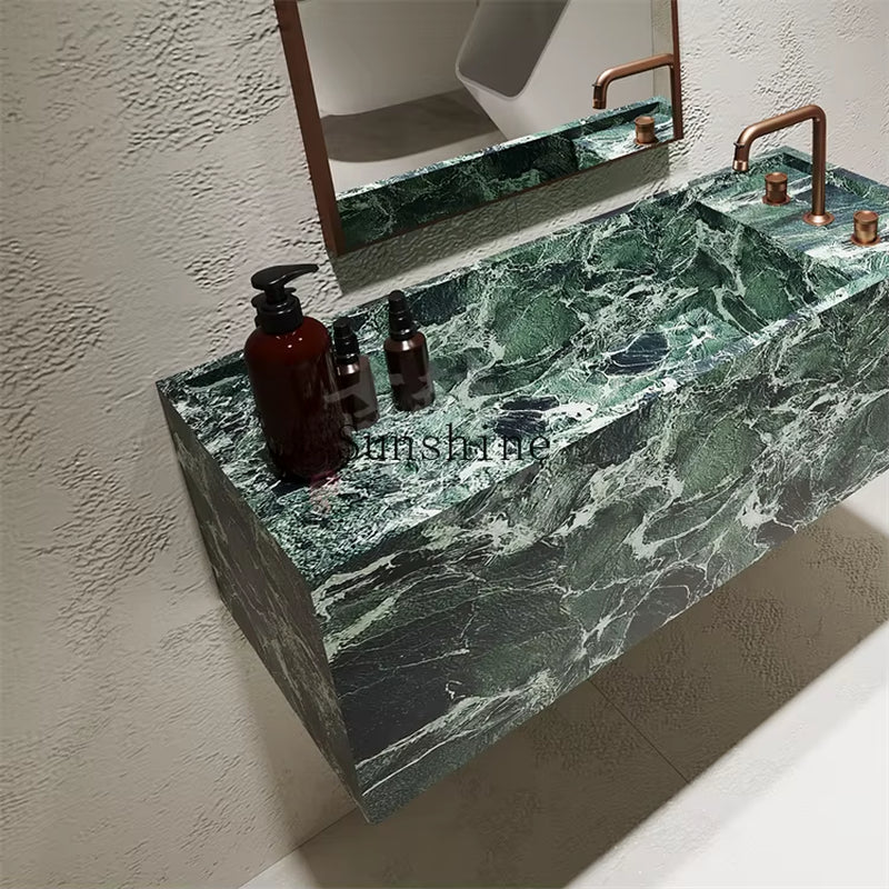 Prada Green Luxury Stone Slate Washstand Bathroom Cabinet Simple and Modern