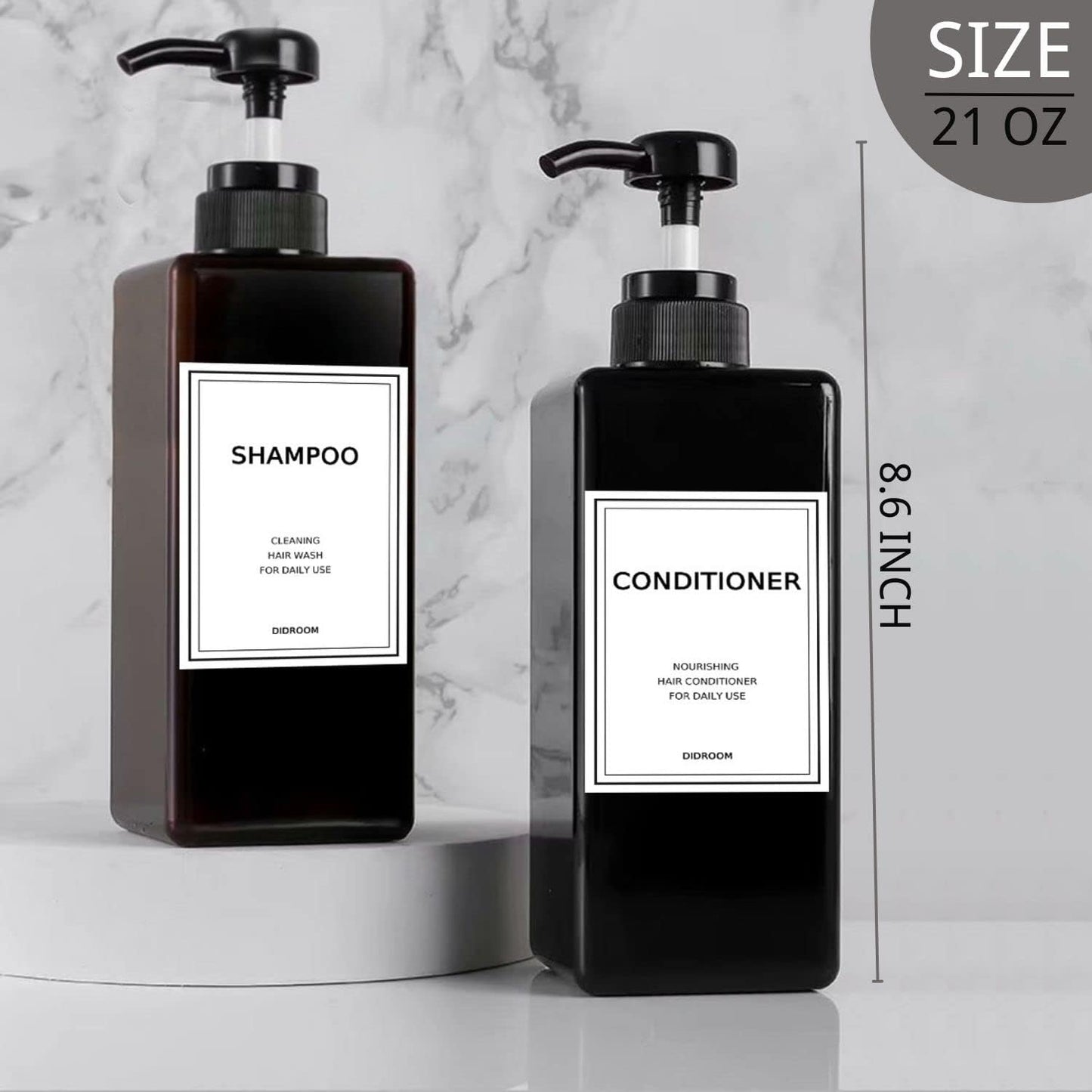 Shampoo and Conditioner Dispenser, Refillable Shampoo and Conditioner Bottles Se